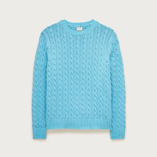 Garment-dyed cable-knit cotton sweater