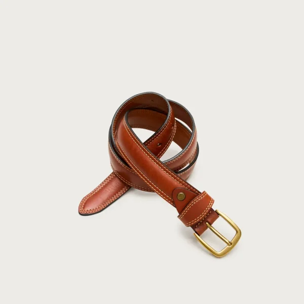 Contrast-stitch belt in leather