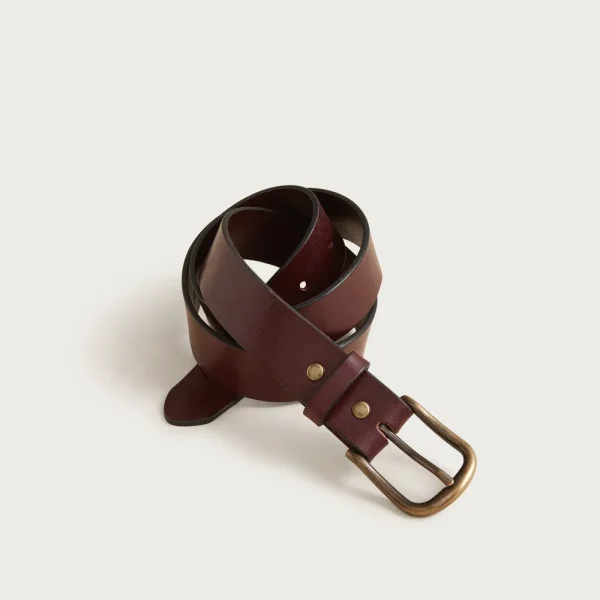 Round-buckle jeans belt in leather