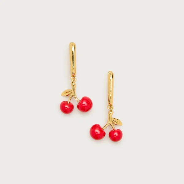 Cherry hoop earrings