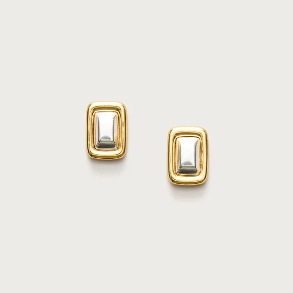 Mixed-metal square earrings