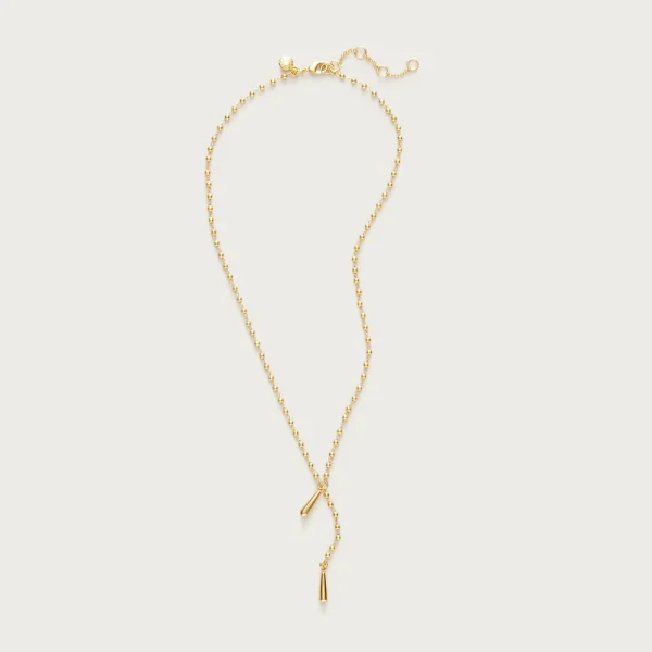 Metal beaded lariat necklace