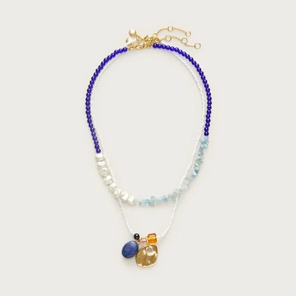 Grommet charm beaded necklaces set-of-two