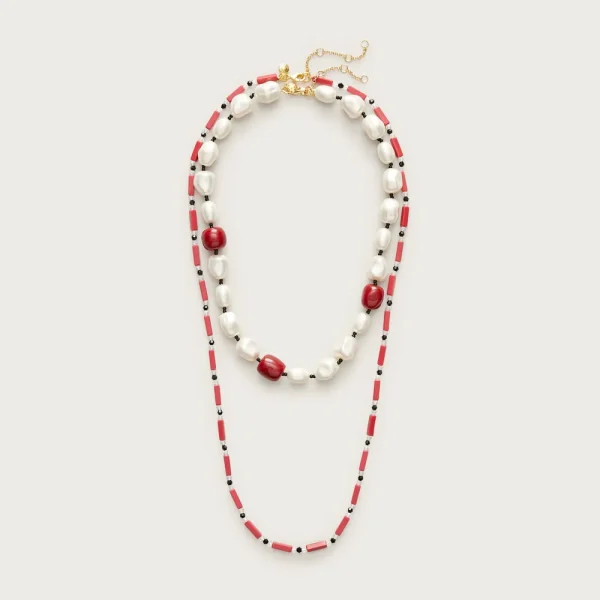 Pearl and bead necklaces set-of-two