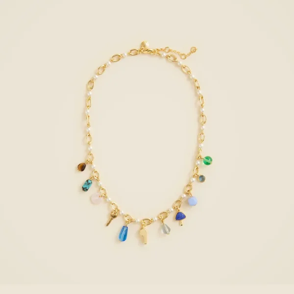 Mixed-material charm necklace