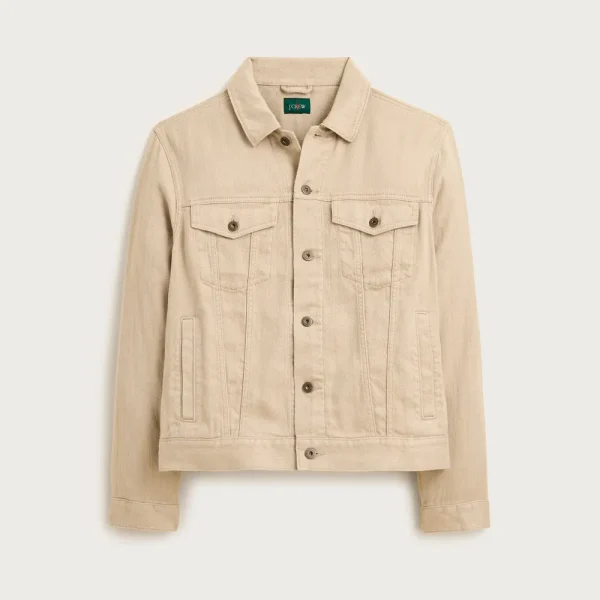 Trucker jacket in linen-cotton blend