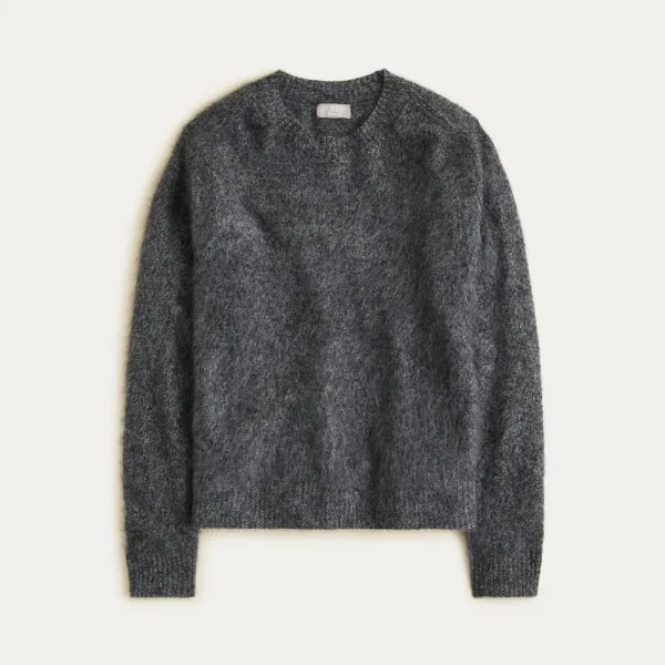 Brushed cashmere marled relaxed crewneck sweater