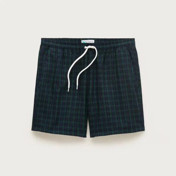 6″ swim trunk in plaid seersucker