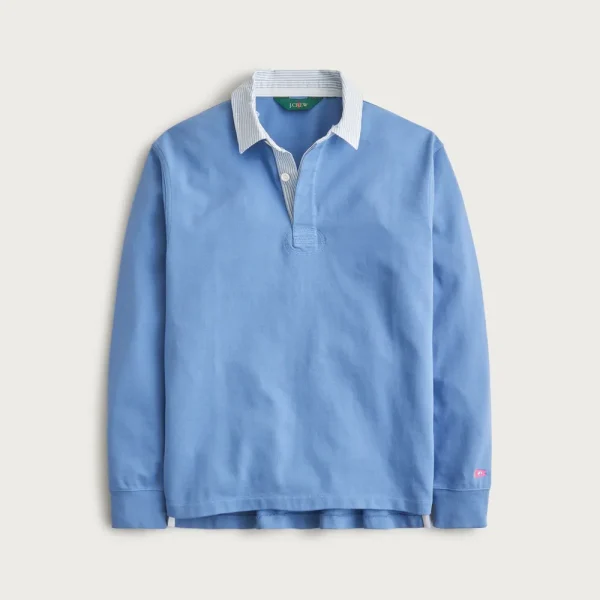 Rugby shirt with striped oxford collar