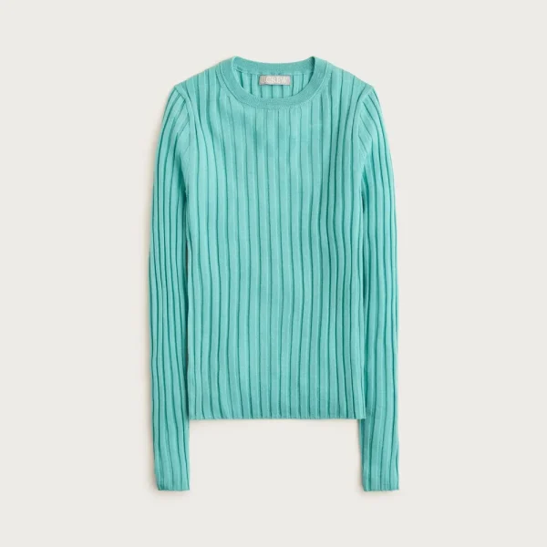 Wide-rib crewneck sweater-tee in merino wool