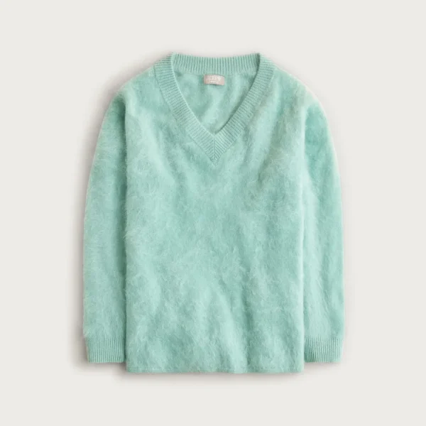 Brushed cashmere relaxed V-neck sweater