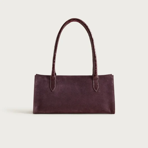 Berkeley structured shoulder bag in suede and croc-embossed leather
