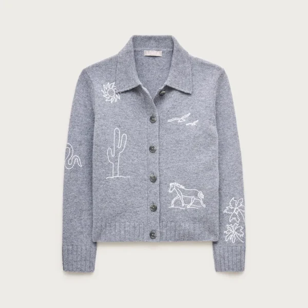 Vintage wool cardigan in western print