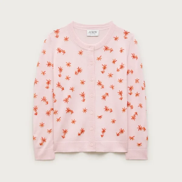 Collection crewneck cardigan in merino wool with embellishments