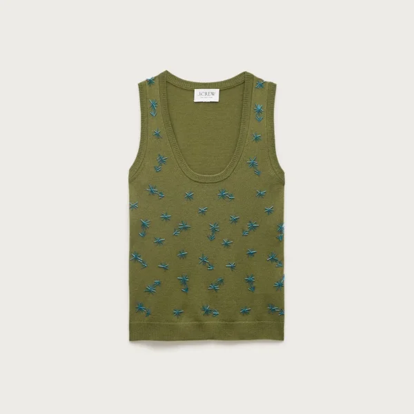 Scoopneck shell in merino wool with embellishments