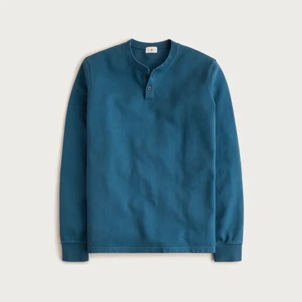 Dense cotton herringbone henley