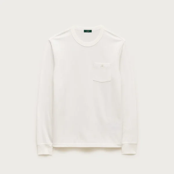 Washed piqué long-sleeve pocket T-shirt
