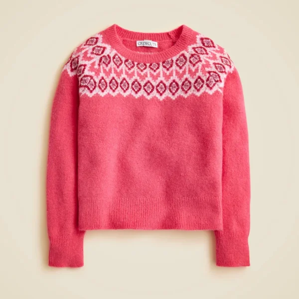 Girls’ metallic Fair Isle sweater in Supersoft yarn