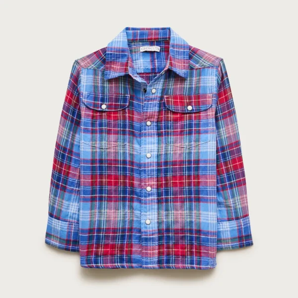Kids’ western shirt in herringbone plaid