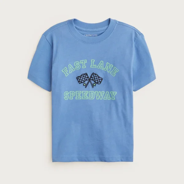 Kids’ short-sleeve “Fast lane” graphic T-shirt with embroidery