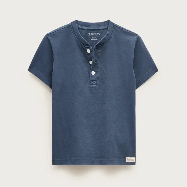 Kids’ short-sleeve garment-dyed henley