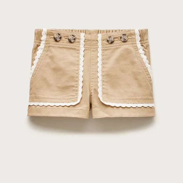 Girls’ lace-trim utility chino short