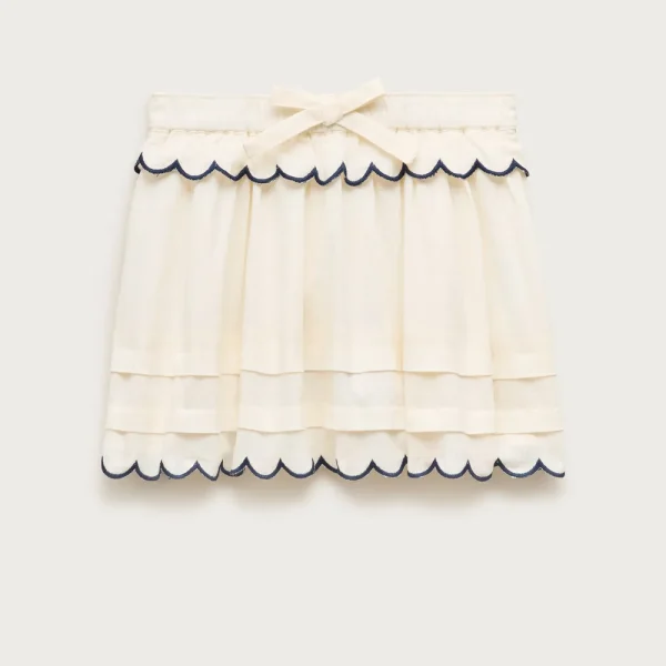 Girls’ scallop-trim skirt in linen blend