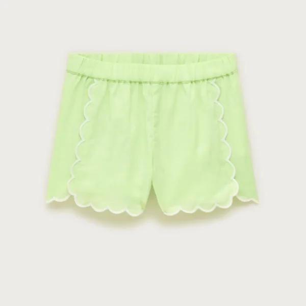 Girls’ scallop-trim short in linen blend