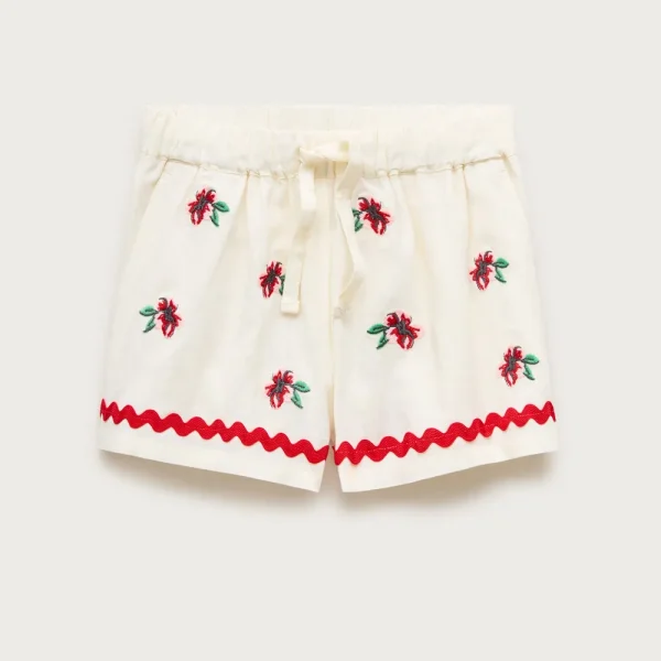 Girls’ Soleil short in linen-cotton blend