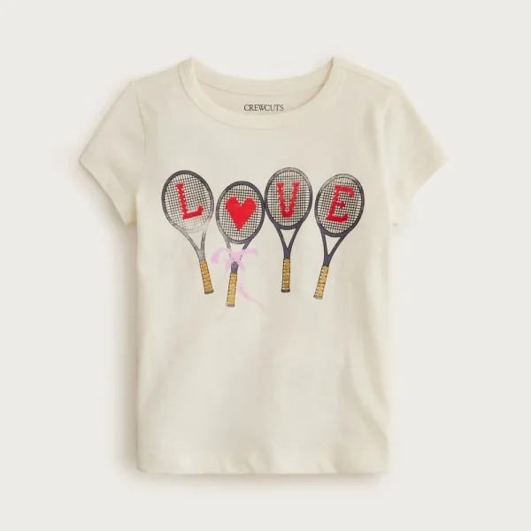 Girls’ short-sleeve “love” graphic T-shirt with glitter
