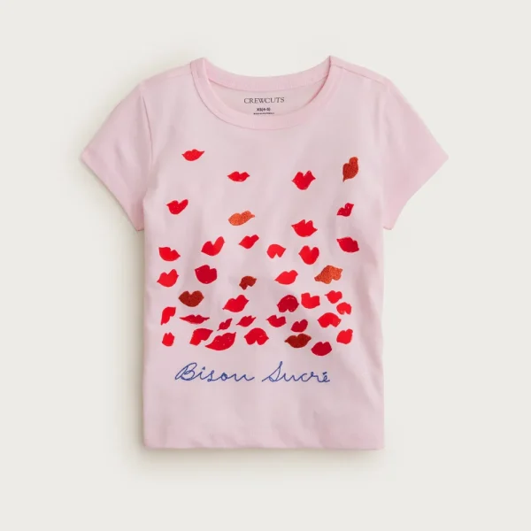 Girls’ short-sleeve “Bisous” graphic T-shirt