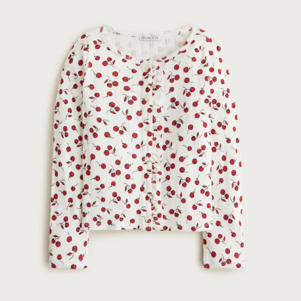 Girls’ pointelle-knit cardigan top