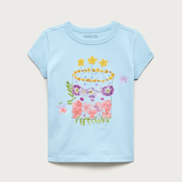 Girls’ short-sleeve pressed flowers graphic T-shirt