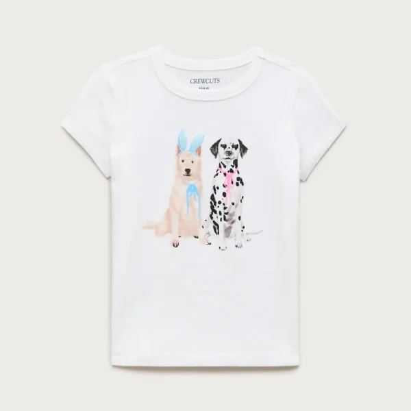 Girls’ short-sleeve Easter pup graphic T-shirt with sequins