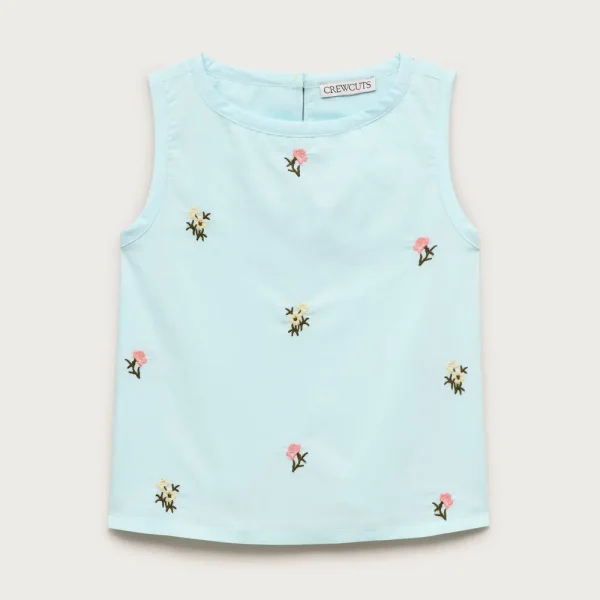 Girls’ eyelet cross-back shell top