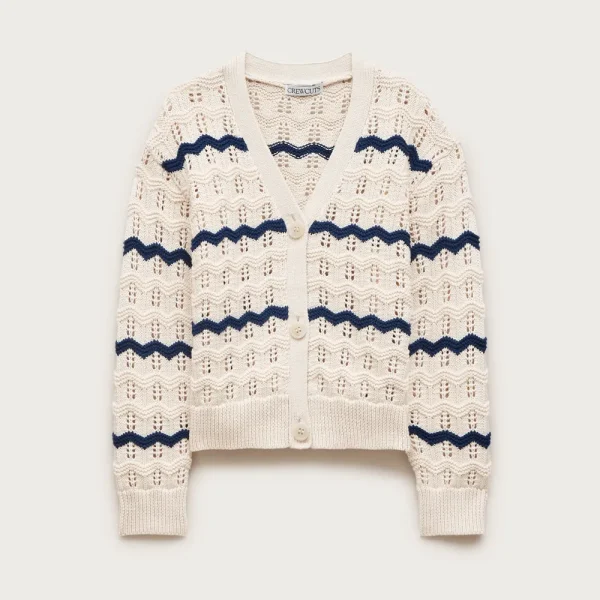 Girls’ squiggle cotton cardigan in stripe