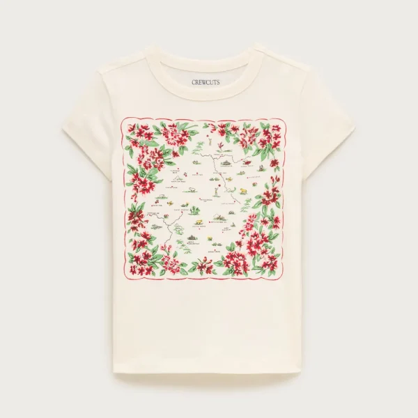 Girls’ short-sleeve floral “Road trip” graphic T-shirt