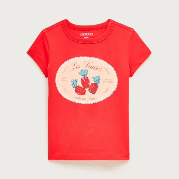 Girls’ short-sleeve strawberry candy graphic T-shirt