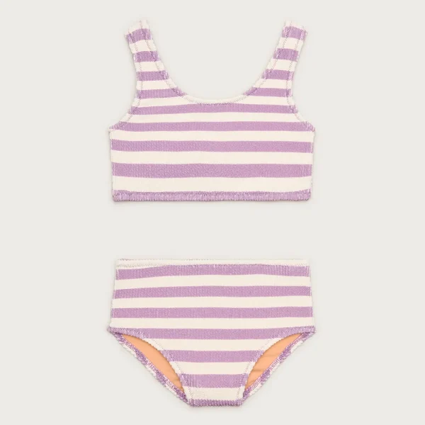 Girls’ scrunchie scoopneck two-piece swimsuit in stripe