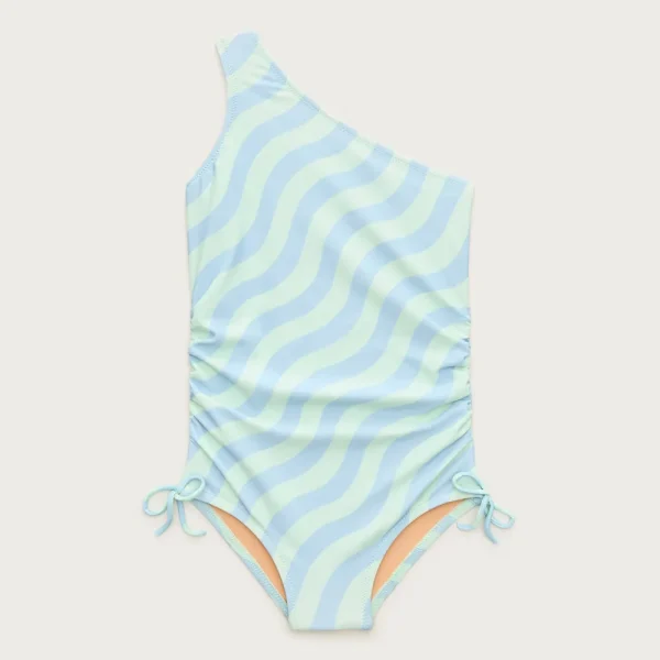 Girls’ ruched one-shoulder one-piece swimsuit