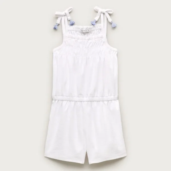 Girls’ smocked romper in towel terry
