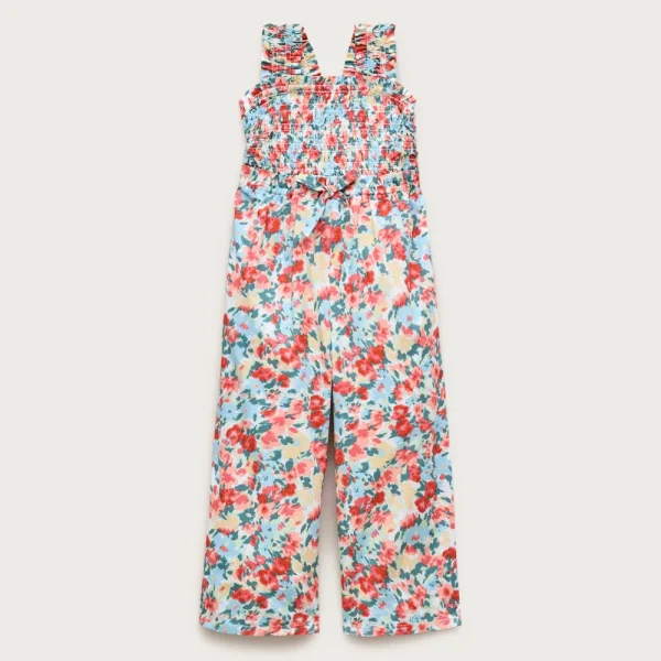 Girls’ smocked jumpsuit in painted floral