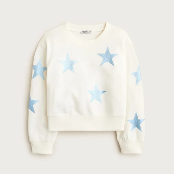 Girls’ metallic star crewneck sweatshirt