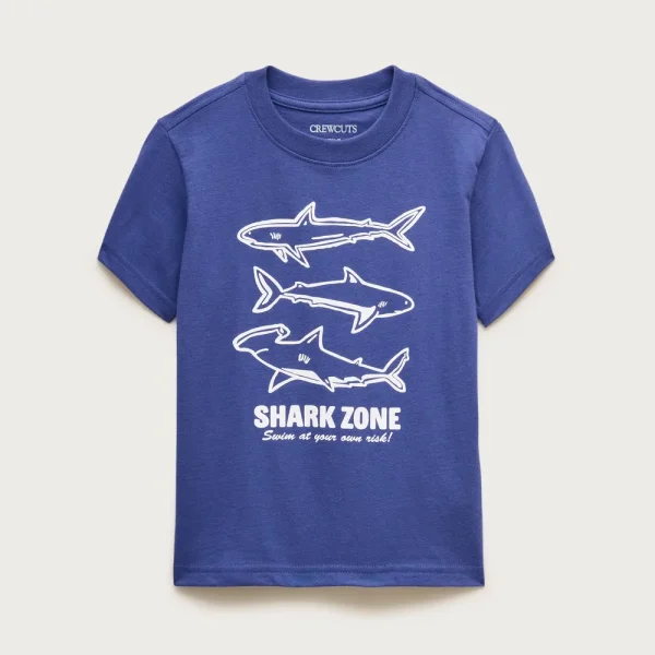 Kids’ short-sleeve “Shark zone” graphic T-shirt