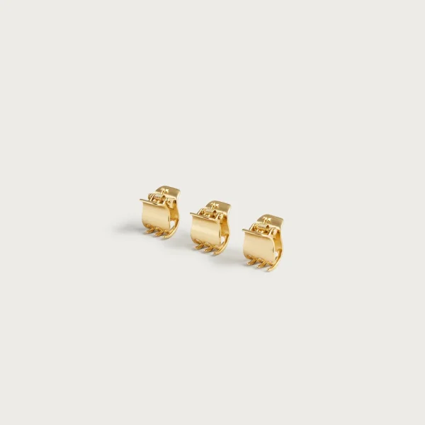 Metallic mini claw clips three-pack