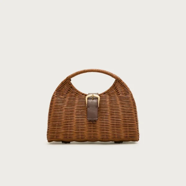 Handwoven rattan cage bag