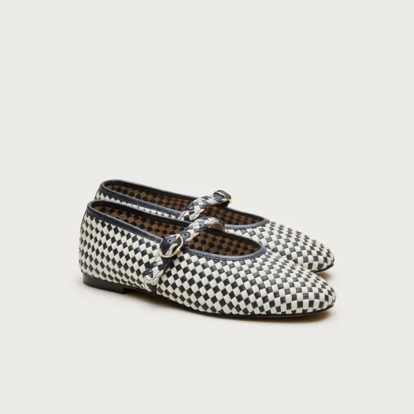 Mary Jane ballet flats in woven leather