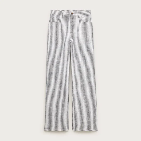 Five-pocket pant in striped stretch linen blend