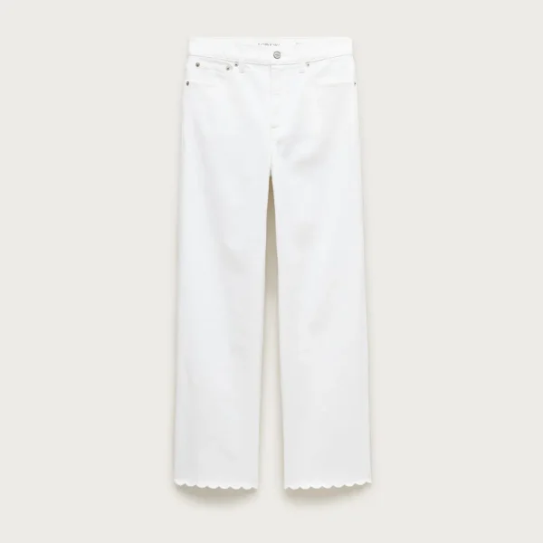Scallop-trim slim-wide jean