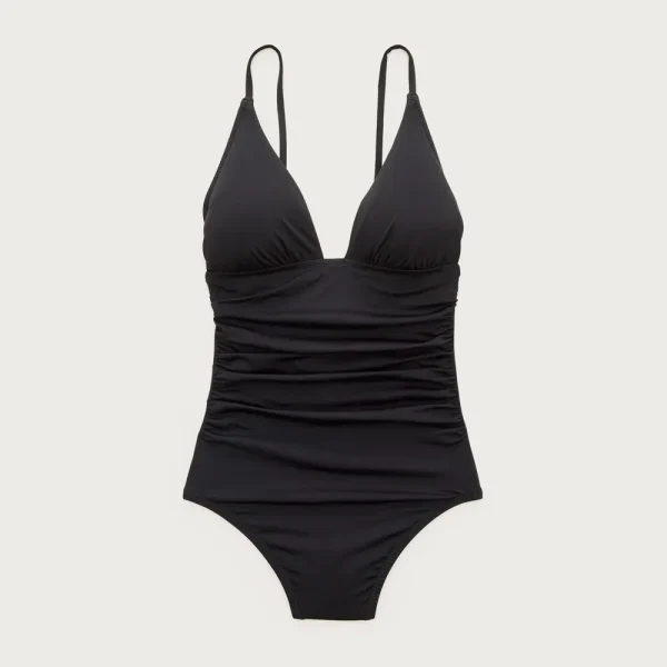 Ruched V-neck one-piece